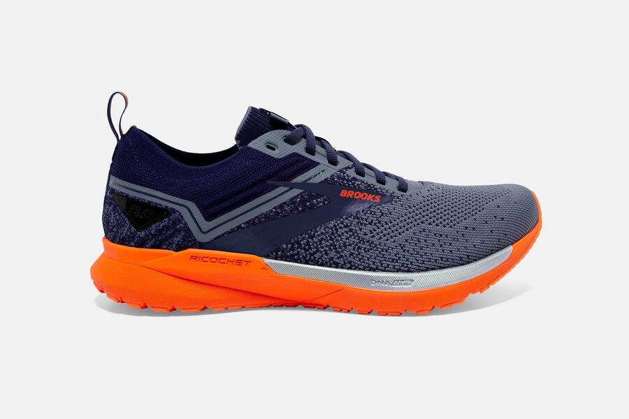 Brooks Running Shoes - Ricochet 3 Road Mens - Grey/Orange - DOB-791240